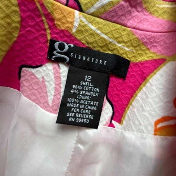 G Signature Women's Floral Print Button Front Embossed Blazer Multicolor 12 - Picture 3 of 7